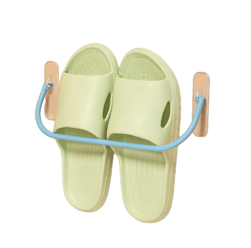 Organizador de zapatos para puerta de baño sin perforaciones montado en la pared, estante de pared con drenaje para interiores, estante para zapatillas de baño