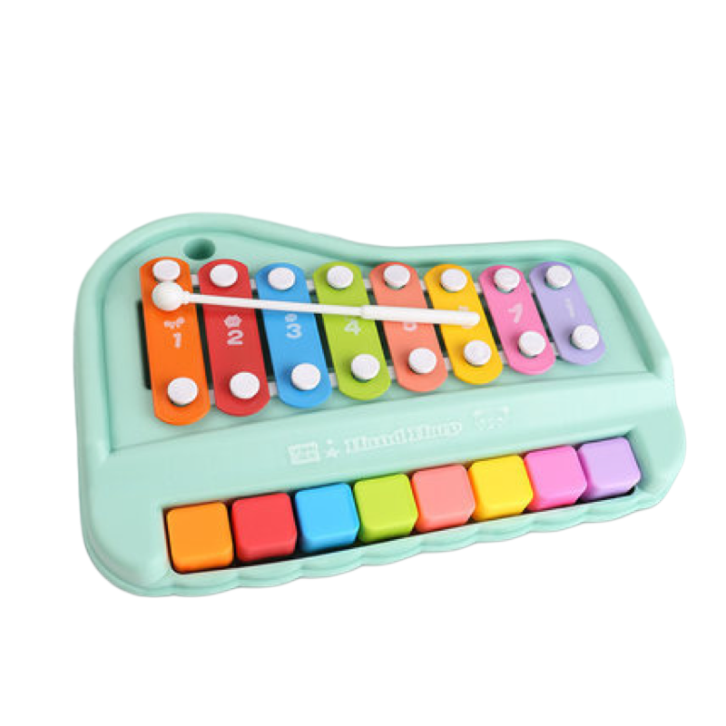 Juguete de percusión manual para bebé, xilófono, instrumento musical, piano, 2 en 1
