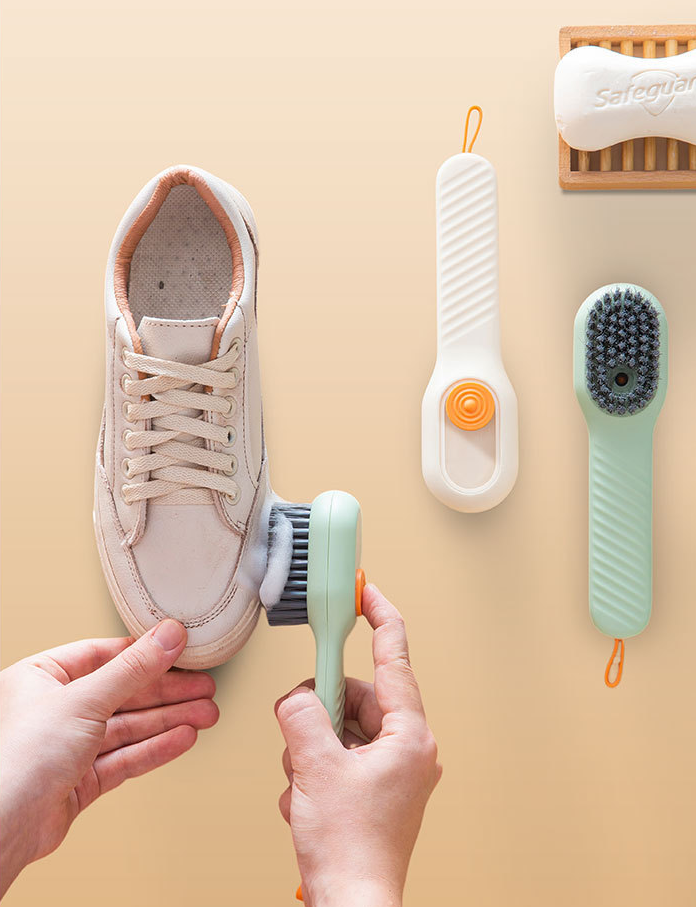 Cepillo para zapatos multifuncional, cepillo automático para ropa con relleno de líquido, tipo empuje para el hogar, cepillo para lavar ropa, cepillo para limpiar zapatos