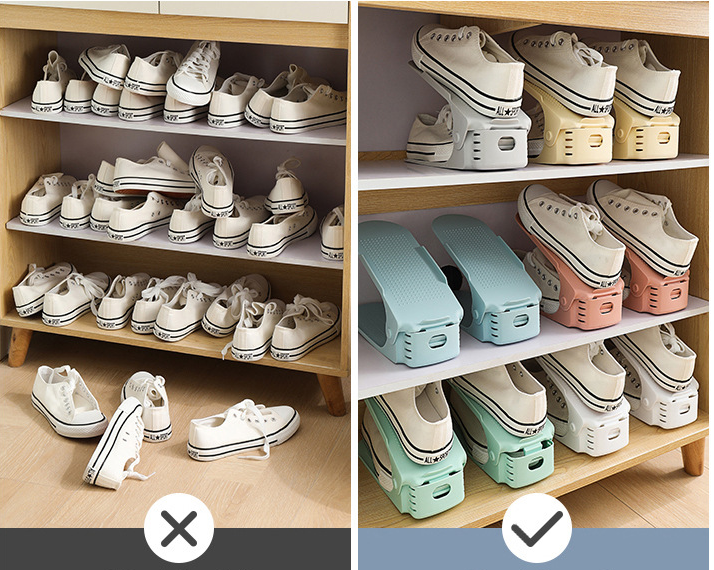 Adjustable Storage Double Thickened Shoe Rack, Layered Shoe Tray, Household Dormitory Shoe Storage Rack, Shoe Cabinet Shelf