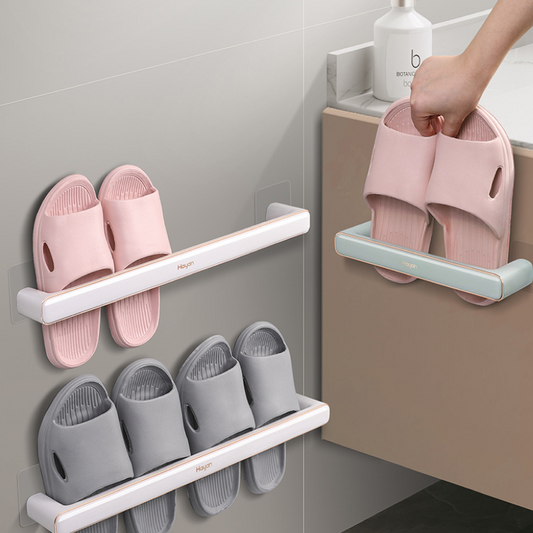 Wall-mounted slipper rack, punch-free slipper drain rack, multi-functional towel rack, home storage
